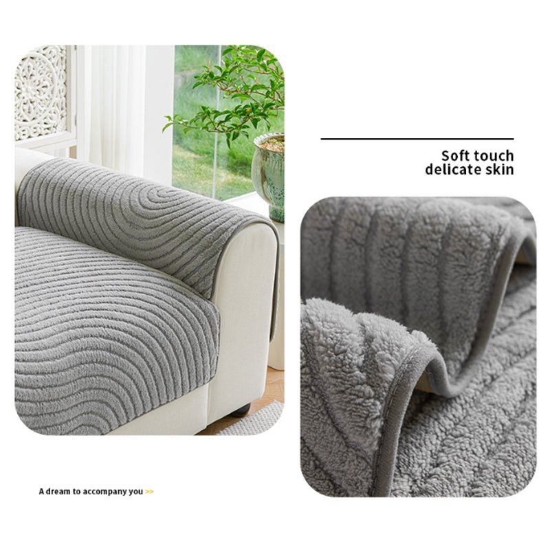 Cotton Velvet Winter Sofa Cushion Non-Slip Plush Couch Cover - Image 3