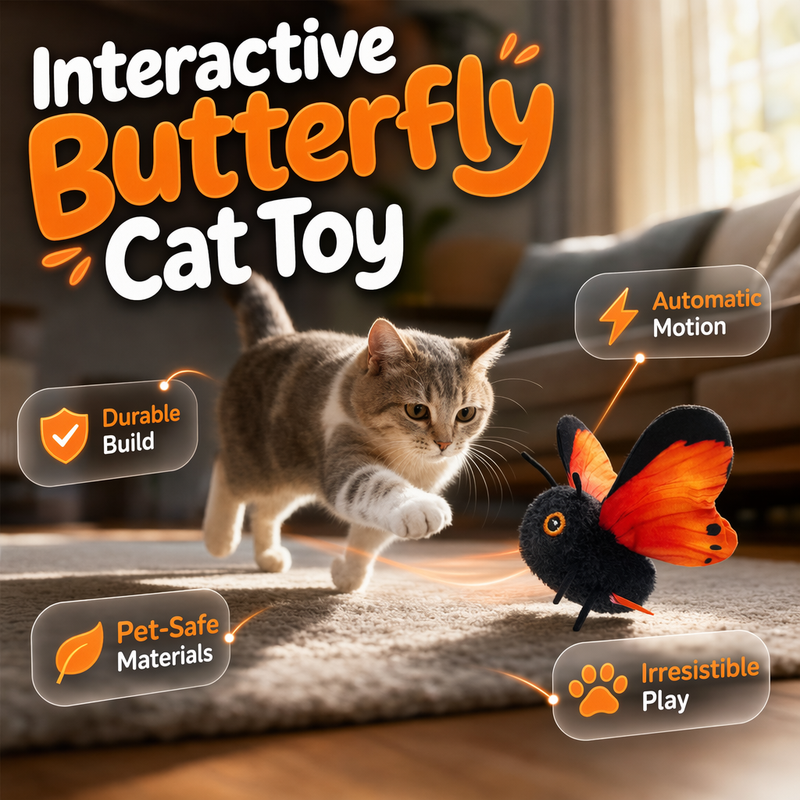 Smart Sensing Flapping Butterfly Toy – Motion-activated, realistic flight, interactive fun – keeps your cat engaged for hours.