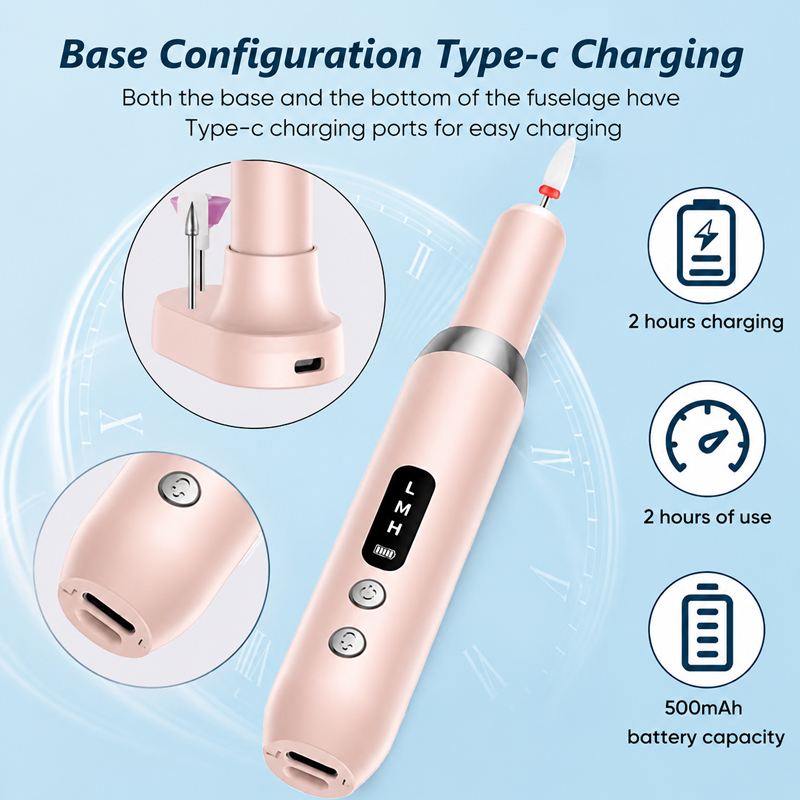 Cordless Electric Nail Drill Machine with Charging Base – Professional Manicure at Home! | Portable, Rechargeable & Ready Anytime