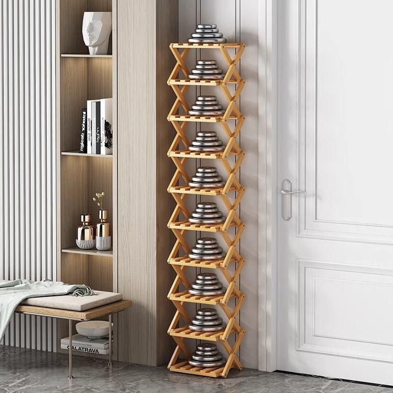 Durable Foldable Bamboo Shoe Rack - Image 2