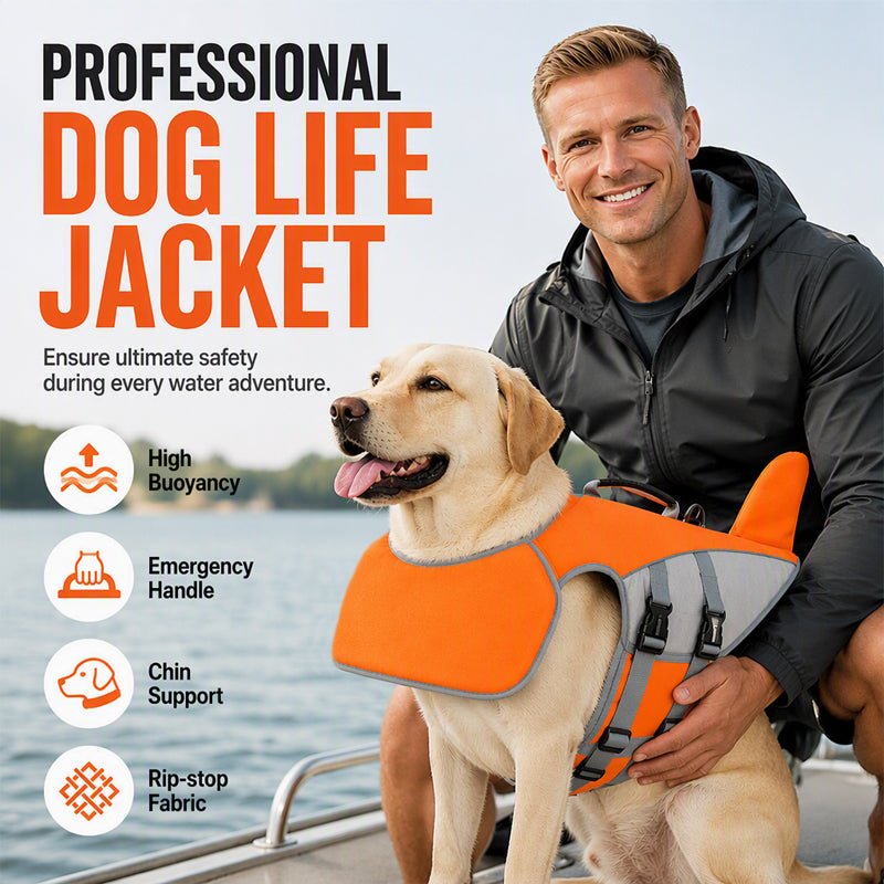 Dog Life Jacket with Removable Front Float – Bright safety colors, adjustable straps, buoyant – keeps your dog safe in water.