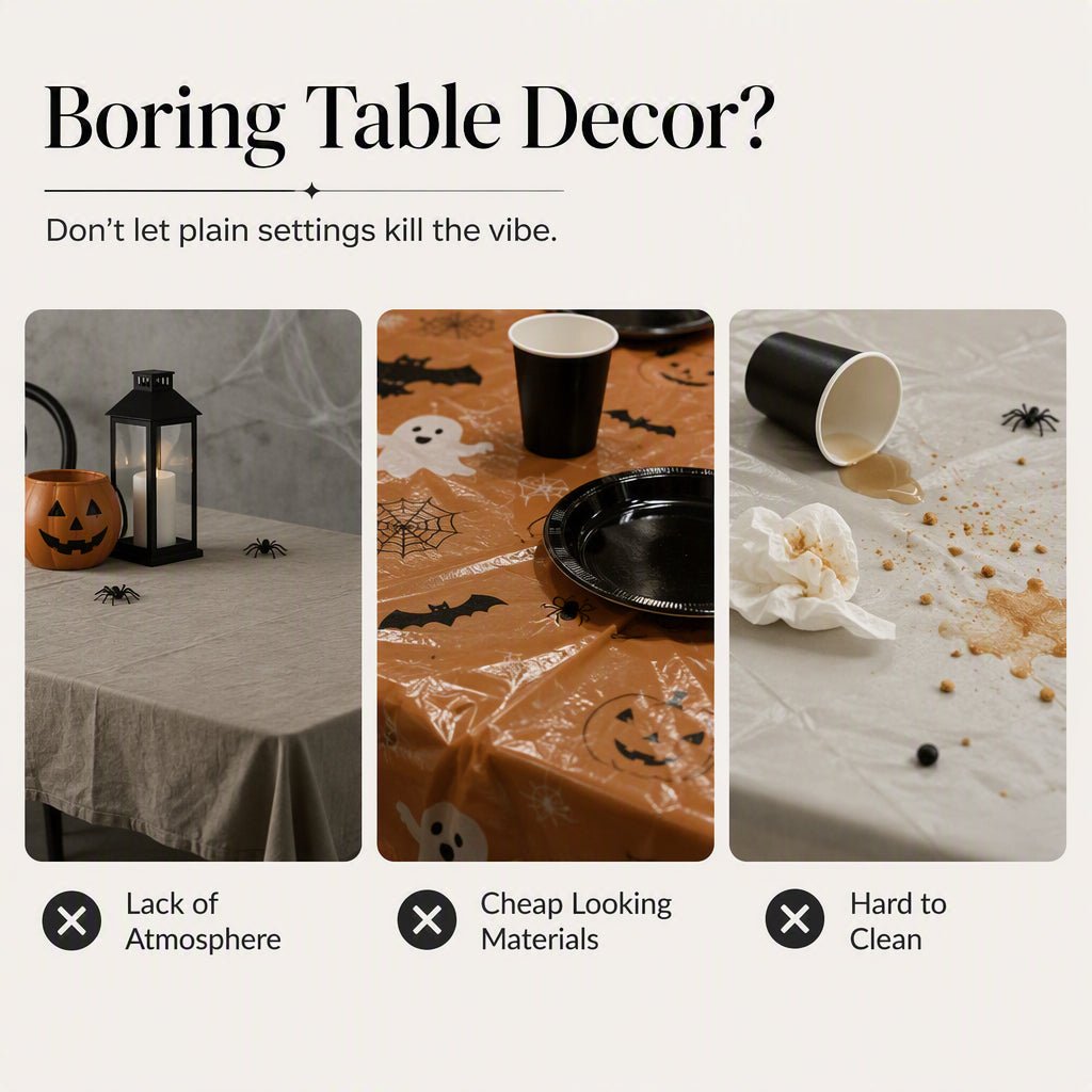 Spooky Halloween Patterns Tablecloth and Placemats Set - Image 2