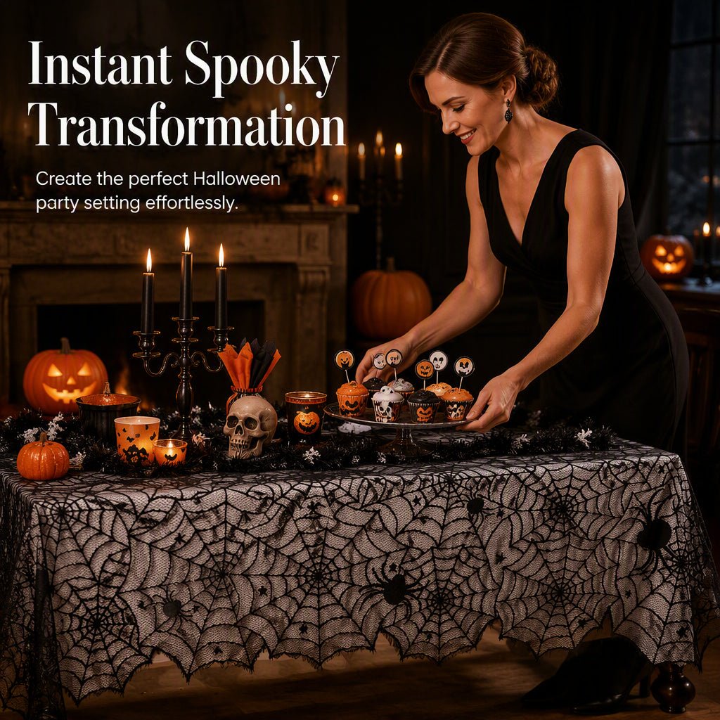 Spooky Halloween Patterns Tablecloth and Placemats Set - Image 3