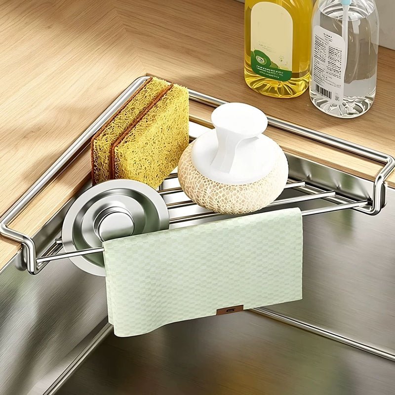 TOP PICK Sink Corner Drying Rack – Stainless Steel, Fast-Draining Design – Lifts Sponges Off Counter, Reduces Soggy Buildup