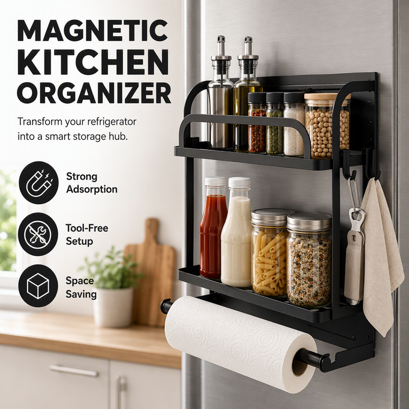 Magnetic Fridge Organizer Rack