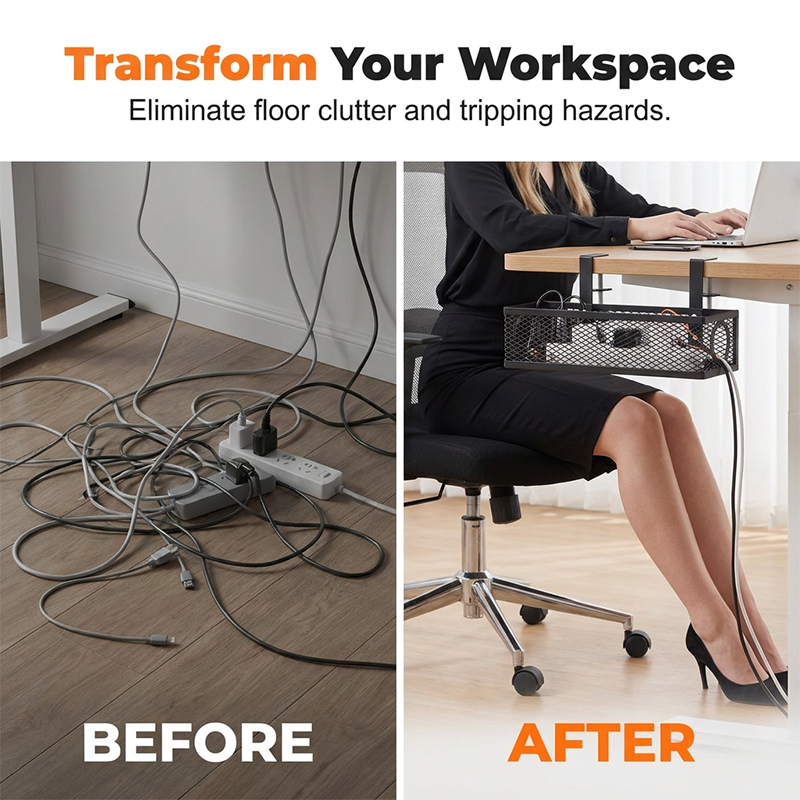 Under Desk Cable Organizer – Sturdy clips, tangle-free & easy install – Keeps cables neat and out of sight - Image 3