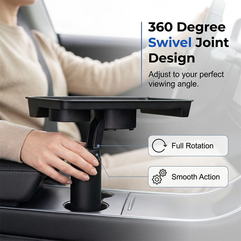 Car Cup Holder Expander with Detachable Tray – 360° Rotatable Food Table & Dual Cup Holder - Image 3