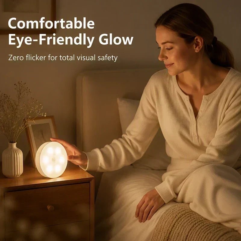 Magnetic Wireless LED Motion Sensor Night Light – Eye-Caring Flicker-Free Cabinet Lamp, Rechargeable Stick-On Night Light for Bedroom, Staircase, Closet & Emergency