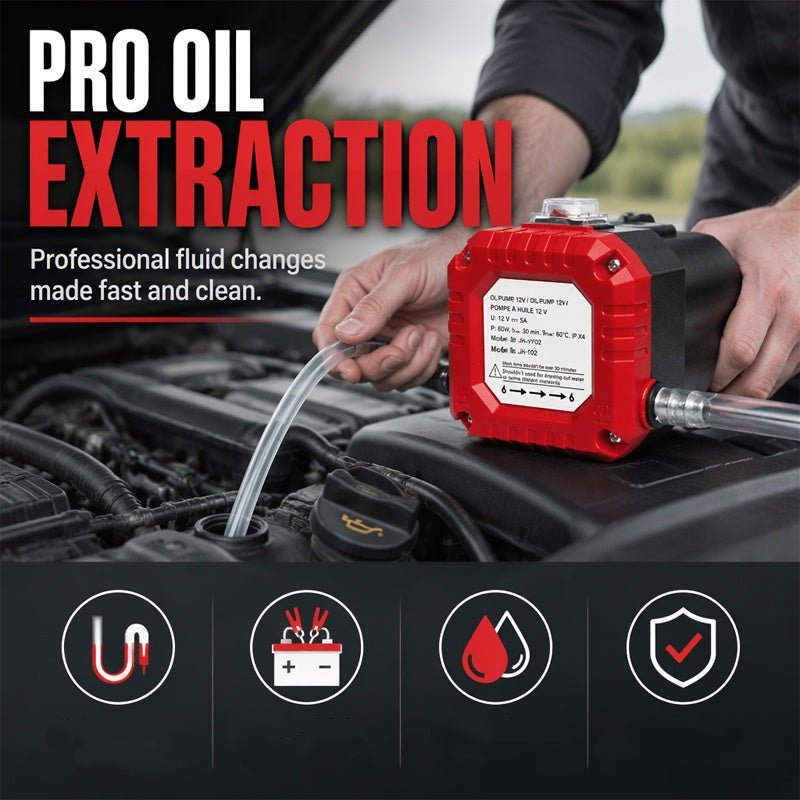 Portable Electric Oil Change Pump – powerful motor extracts engine oil fast, no garage needed. Compact & durable for cars & boats. DIY oil changes made easy