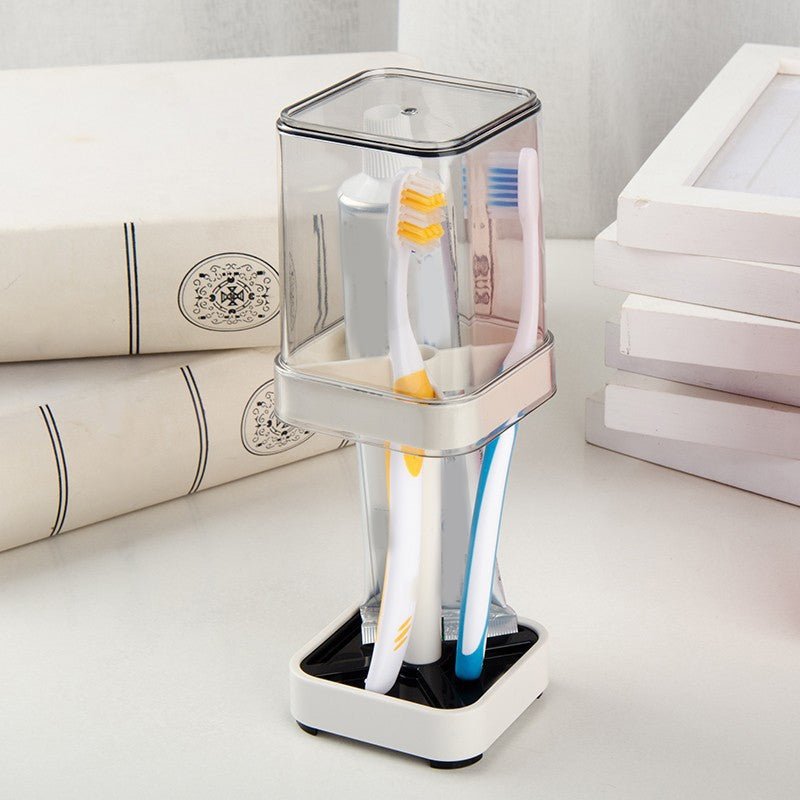 + Dustproof Toothbrush Organizer – Covered Cup Storage, Easy Drain Base & Compact Design - Image 2
