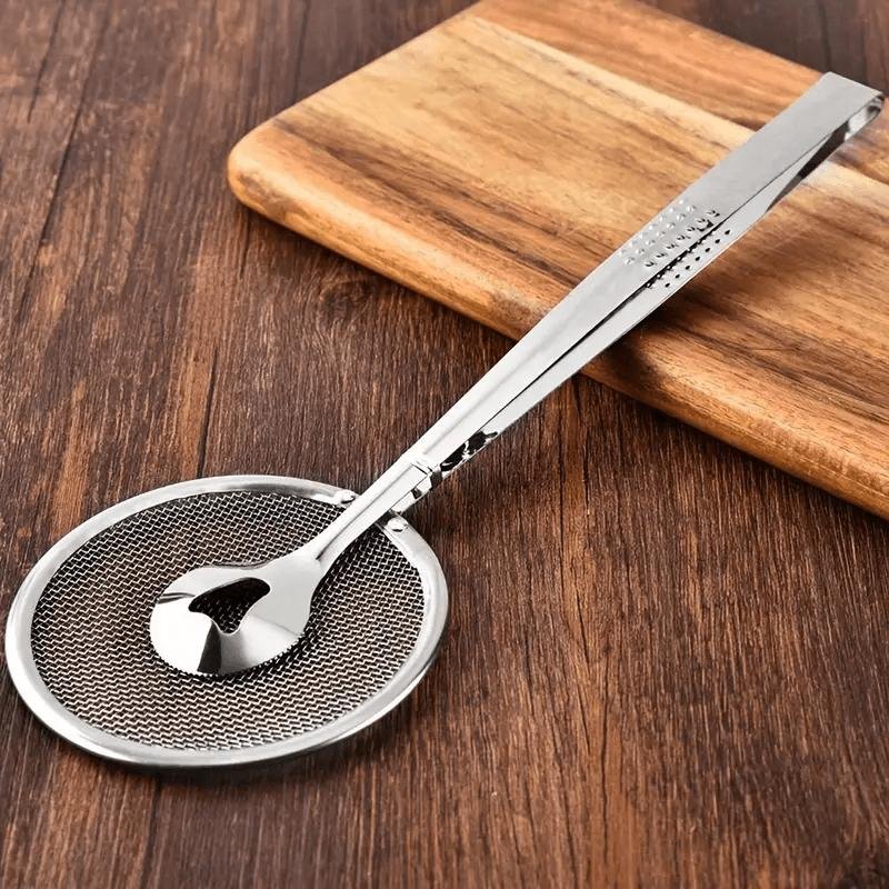 Serve & Strain with One Tool – Heat-Resistant Food Tongs & Oil Strainer, Anti-Slip Grip