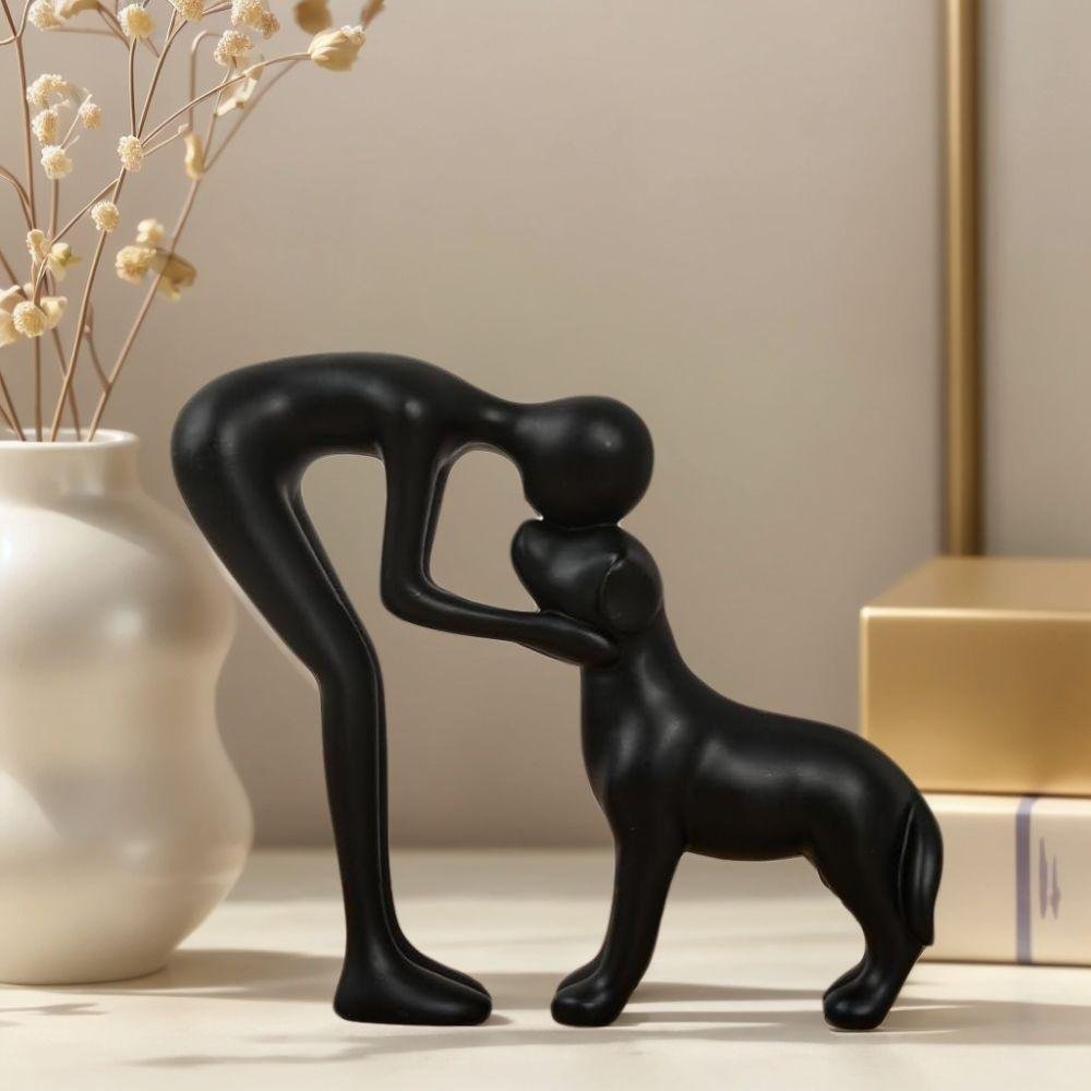 Man & Dog Sculptural Art Piece – Unique figurine, warm & affectionate, perfect for office, living room & bedroom. - Image 3