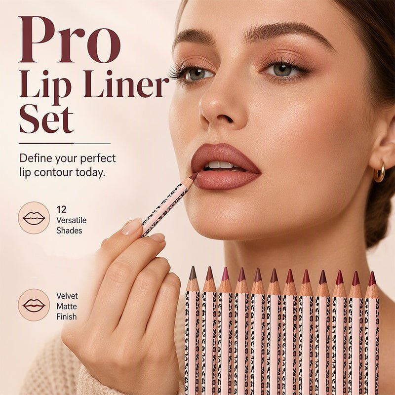 Define & Hold All Day – 12-Color Matte Lip Liner Set, Smudge-Proof & Long-Lasting UK Stock