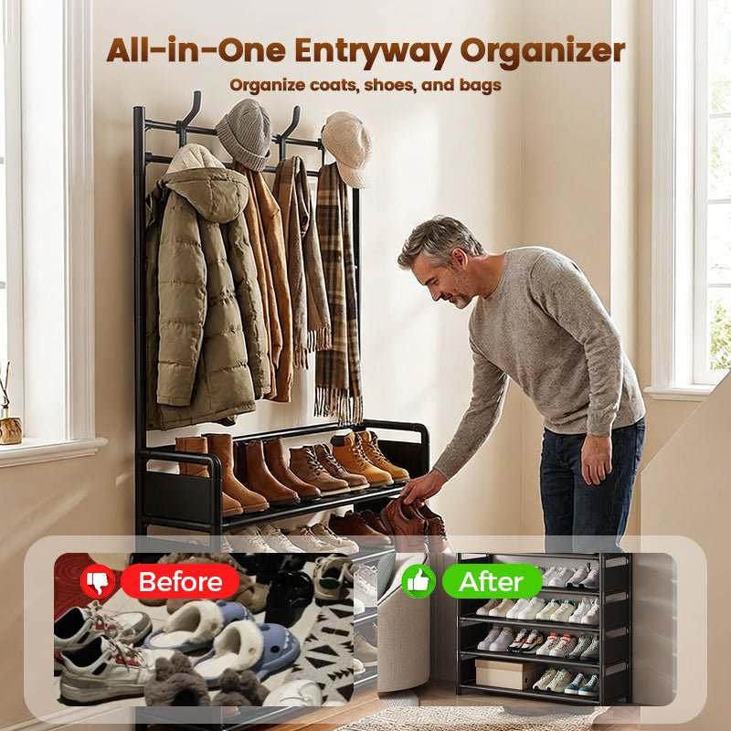 Multi-Functional Entryway Shoe & Coat Rack - Image 3