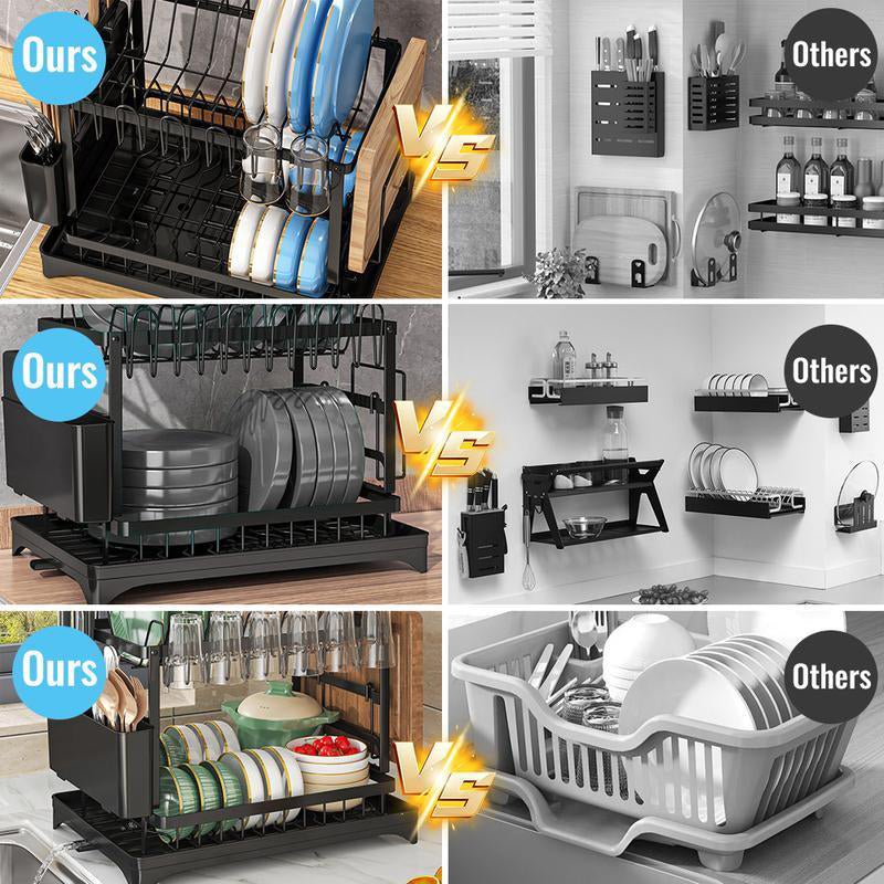 2-Tier Dish Drying Rack with Drainboard - Image 3