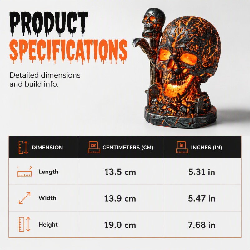 Halloween Resin Skull Lamp Glowing Tabletop Ornament - Image 3
