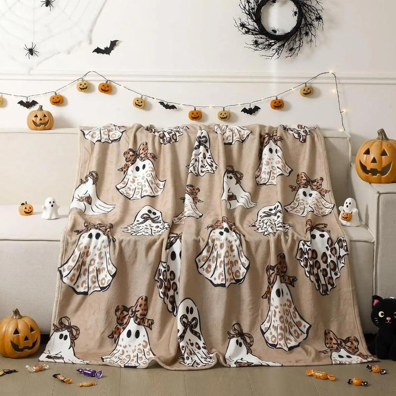 Halloween Ghost Print Cozy Throw Blanket - Image 3