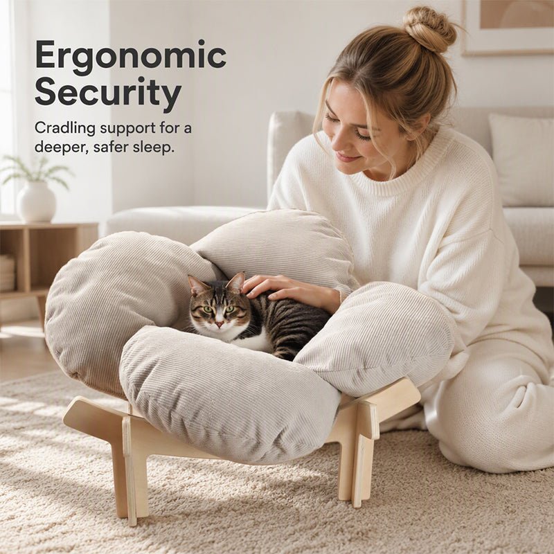 Elevated Petal Shaped Wooden Pet Bed with Cushion - Image 2