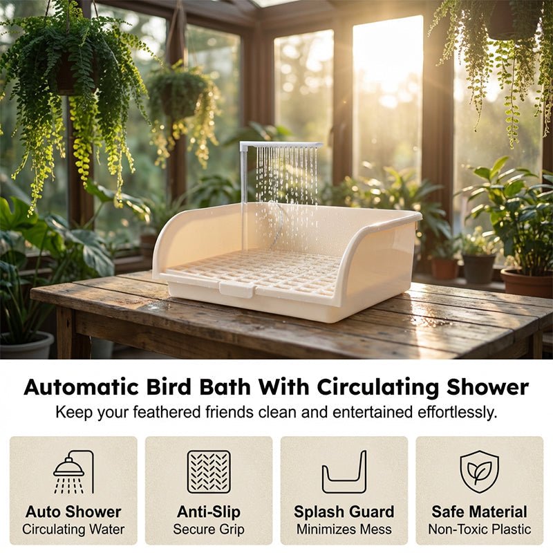 Electric Bird Bath with Rain Shower & Perch – Safe, Quiet Pump for Happy Birds