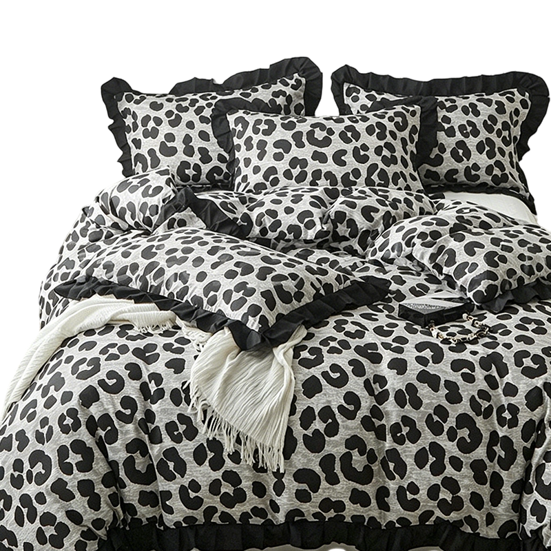 Leopard Print Ruffled Duvet Cover Set - Image 2
