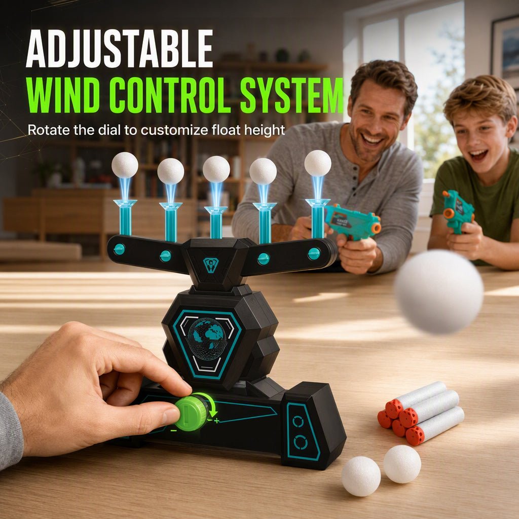 Electric Hovering Ball Target Shooting Game Set with Toy Guns and Floating Balls Glow in the Dark Electronic Target for Kids - Image 3