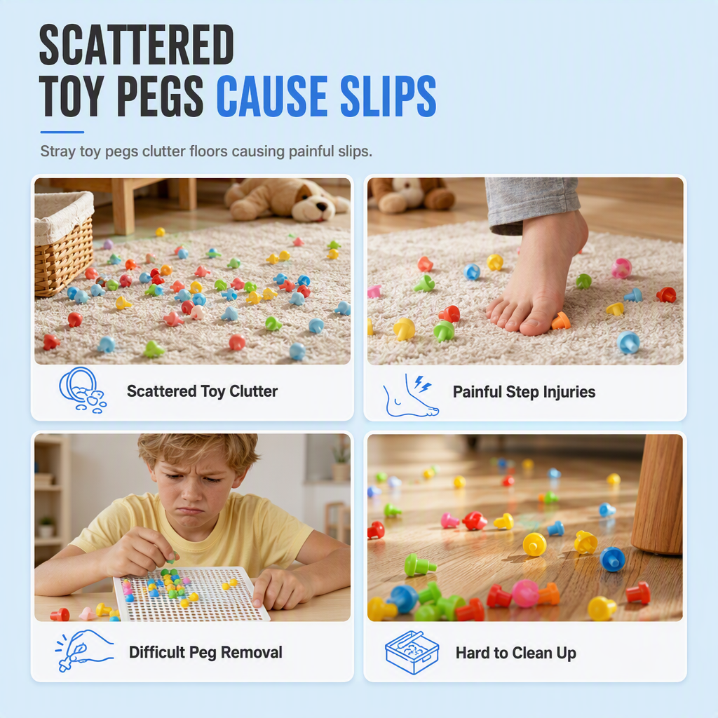 Kids Educational Mushroom Nail Pegboard Toy DIY Creative Mosaic Insert Puzzle Game with Large and Small Pegs - Image 2