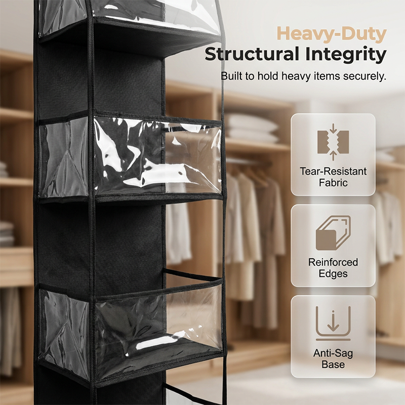 Space-Saving Over-Door Organizer: 4/6 Tiers, Transparent Windows, Sturdy PP, No-Drill - Image 2