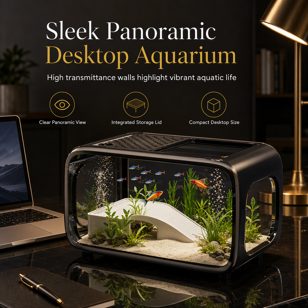 Transparent Fish Tank – With lid, decorative & ideal for living room