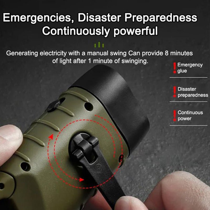 Stay Lit Anywhere! No-Battery Solar Crank Flashlight‐Hand Crank Emergency Torch, Solar Powered Survival Light for Camping, Hiking & Power Outages - Image 2