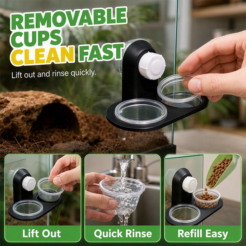 Double Reptile Feeding Ledge with Bowls - Image 3