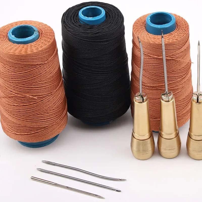 Leather Sewing Awl Kit with Waxed Thread – Interchangeable Needles, 6 Pcs