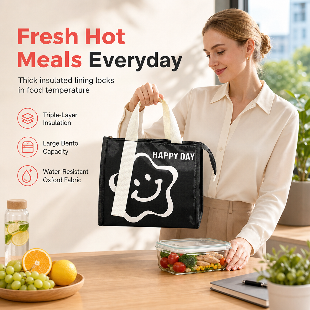 Keep Meals Fresh All Day! Insulated Thickened Lunch Bag