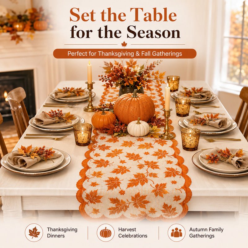 Maple Leaf Lace Table Set – Runner & placemats, autumn charm - Image 2