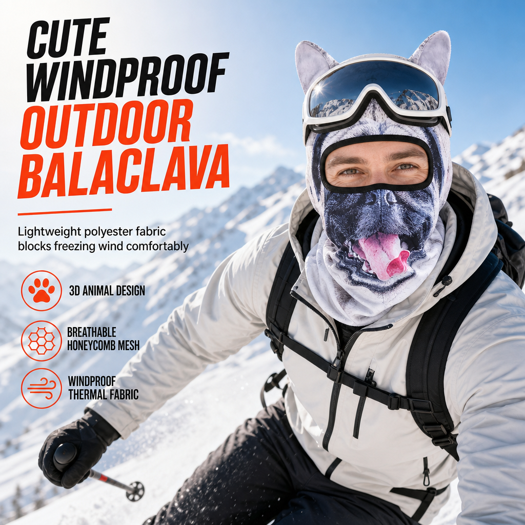 Animal Print Windproof Balaclava Face Mask – Warm, Wind-Resistant, Stylish Outdoor Protection
