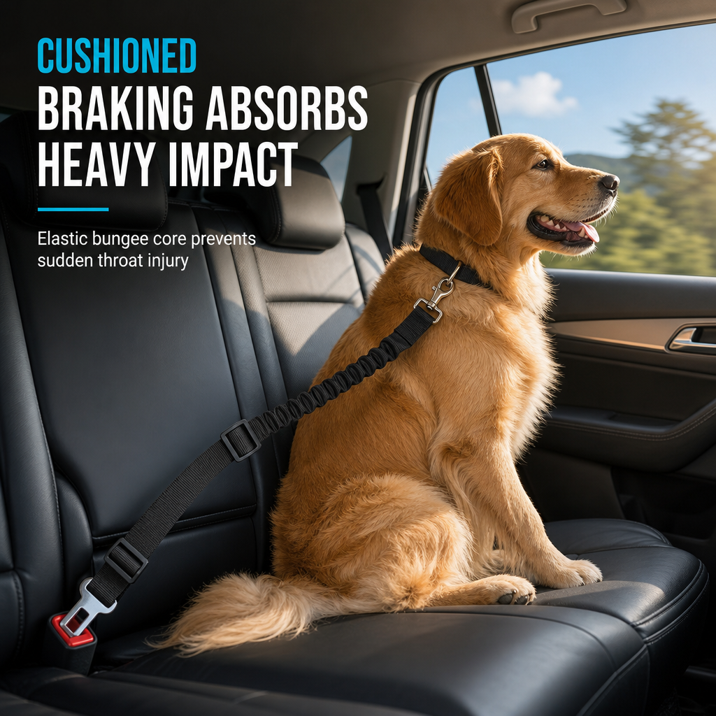 Dog Car Safety Harness: Elastic Nylon, Cushioned Braking, Zinc Alloy Clasp, Universal Fit - Image 3