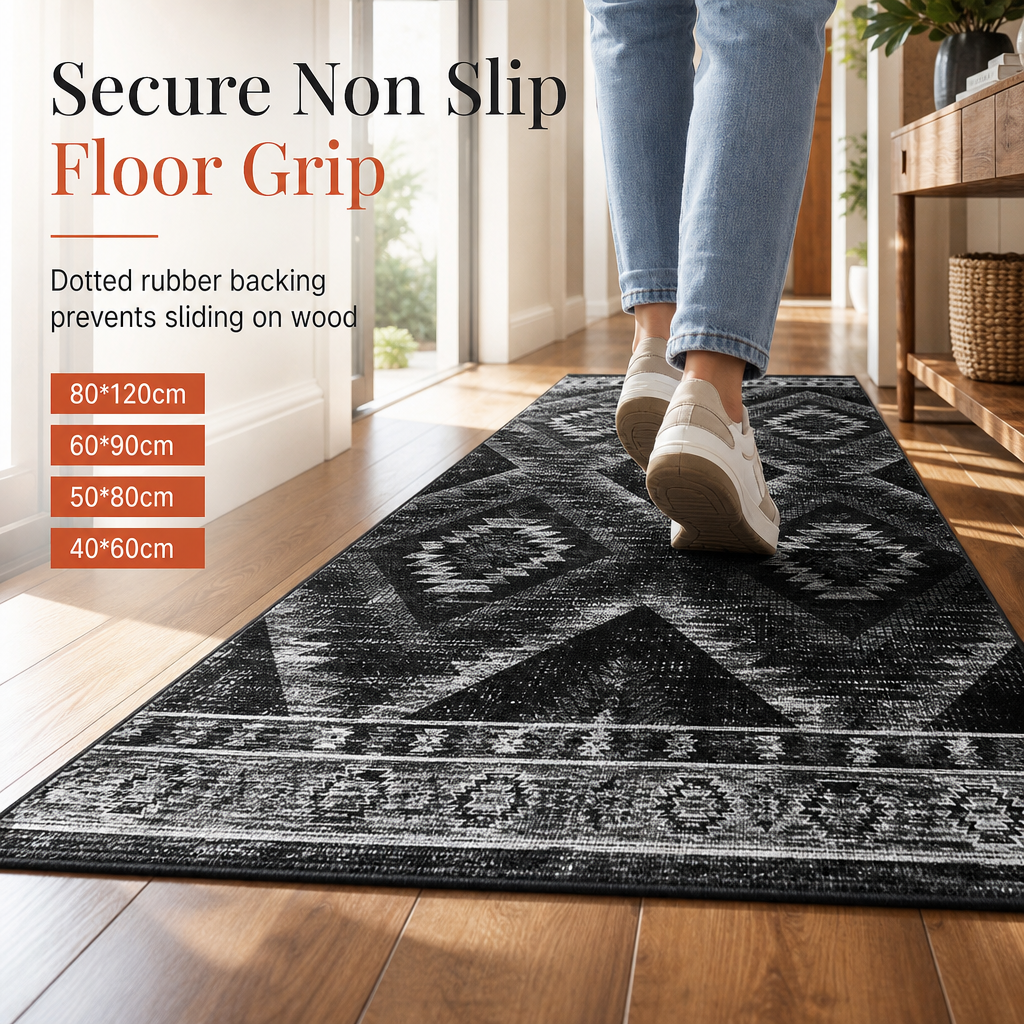 Soft Faux Cashmere Area Rug: Non-Slip, Machine Washable, Plush Pile, for Living Room & Bedroom - Image 3