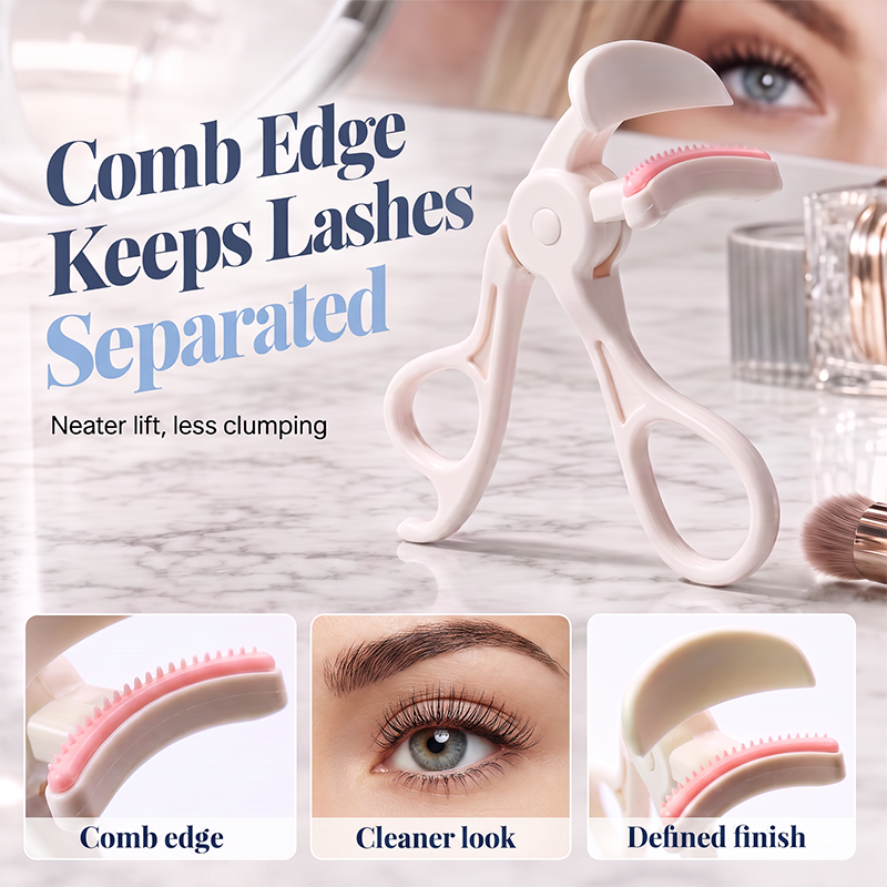 Wide-Angle Eyelash Curler with Comb – Instant Lash Lift, Built-In Separator Comb & Gentle Cushion Pad – Ergonomic Handle for Precise, Clump-Free Curling in Seconds - Image 3