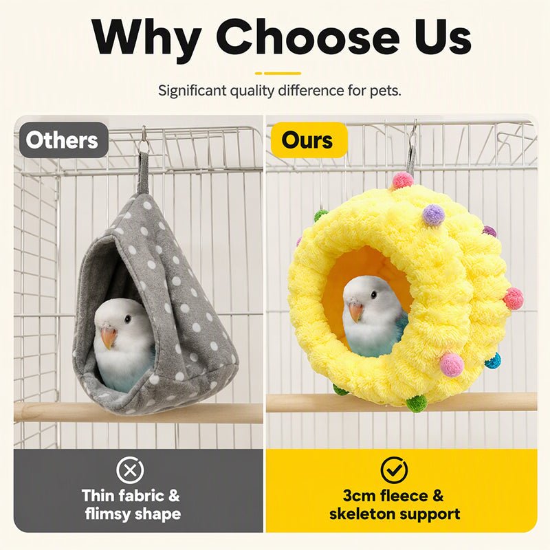 Hanging Bird Bed – Coral fleece & cage-friendly comfort - Image 3