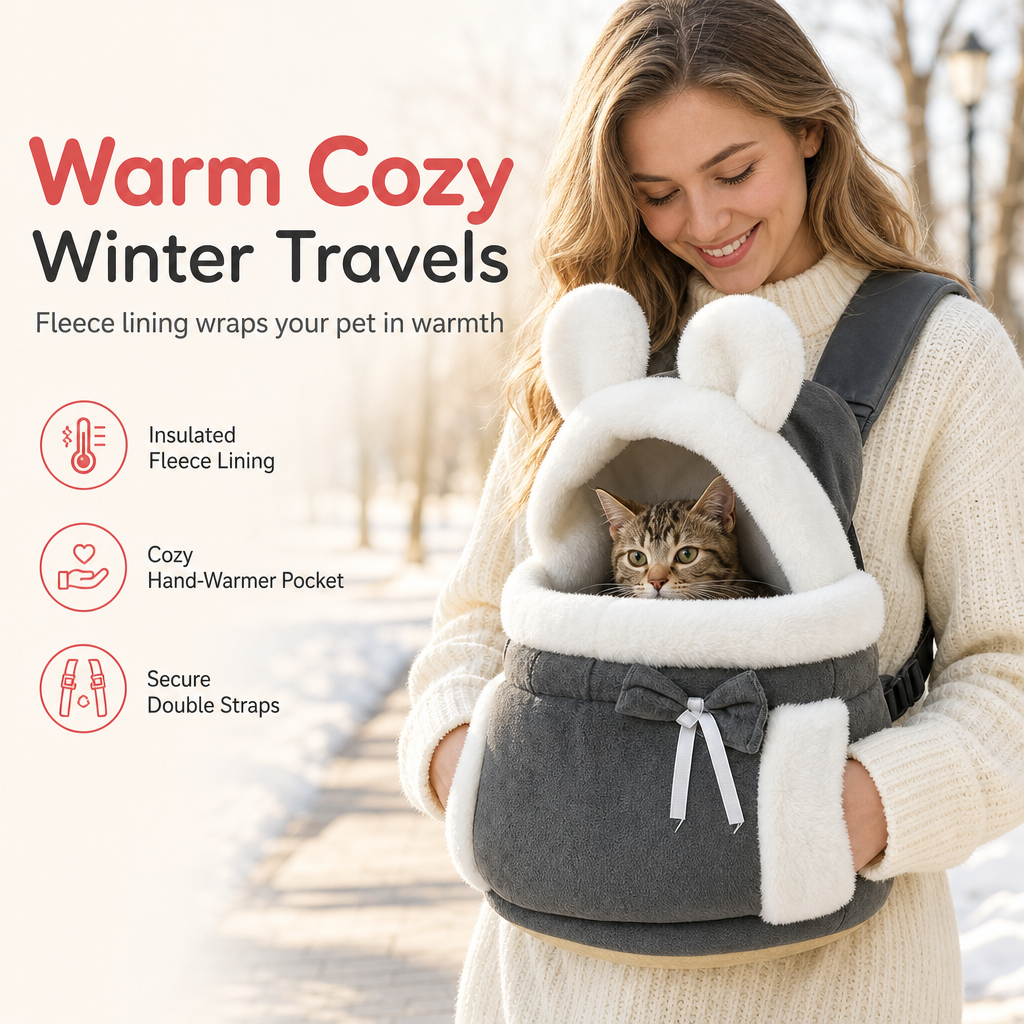 Fleece-Lined Pet Carrier Backpack – Keep Your Cat Cosy & Close on Chilly Autumn & Winter Adventures