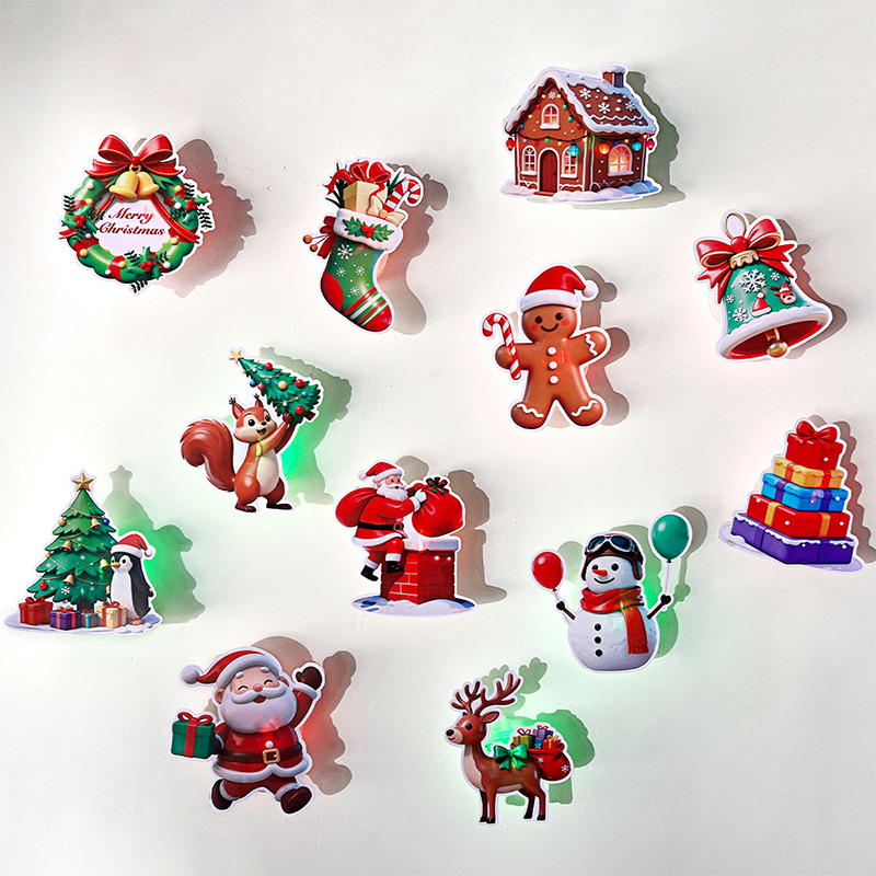 LED Christmas Light-Up Wall Decals – built-in LED, pre-installed batteries, 12/24/36pcs. Peel & stick festive glow for walls & windows - Image 3