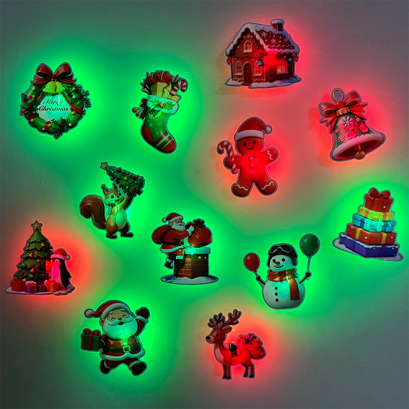 LED Christmas Light-Up Wall Decals – built-in LED, pre-installed batteries, 12/24/36pcs. Peel & stick festive glow for walls & windows - Image 2