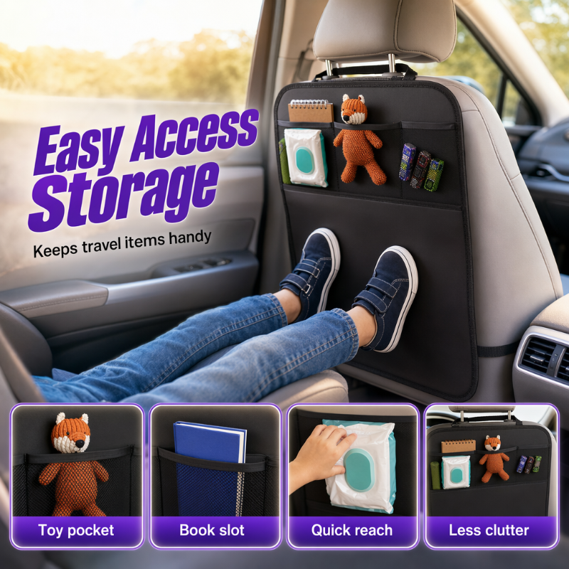 Car Backseat Kick Mat Protector: Waterproof, Storage Pockets - Image 3