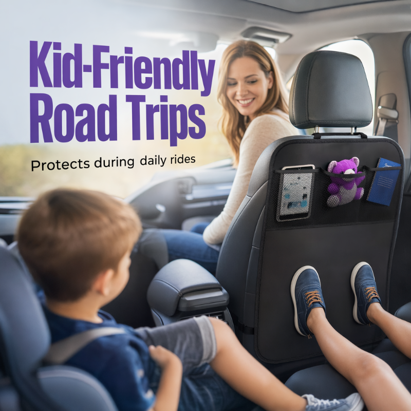 Car Backseat Kick Mat Protector: Waterproof, Storage Pockets - Image 2
