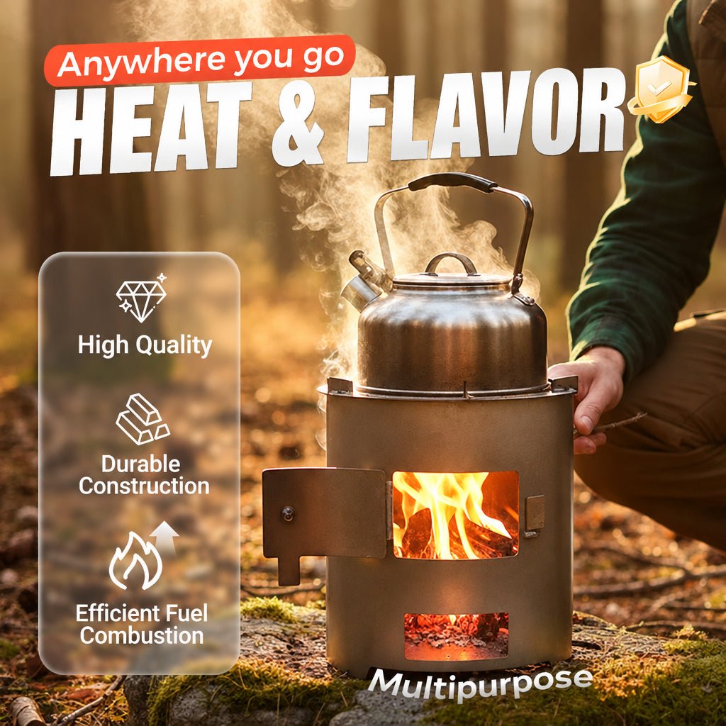 Portable Multi-Functional Stove – efficient combustion, cook & heat, durable metal, easy carry. Perfect for camping & patio