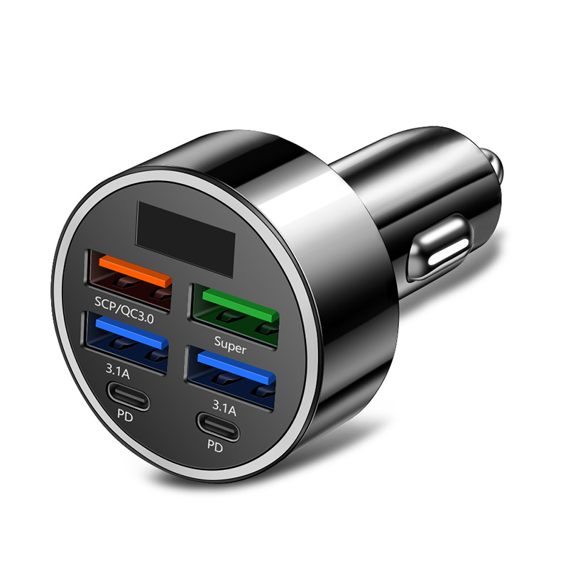 6-In-1 Car Fast Phone Charger with Voltage Display - Image 2
