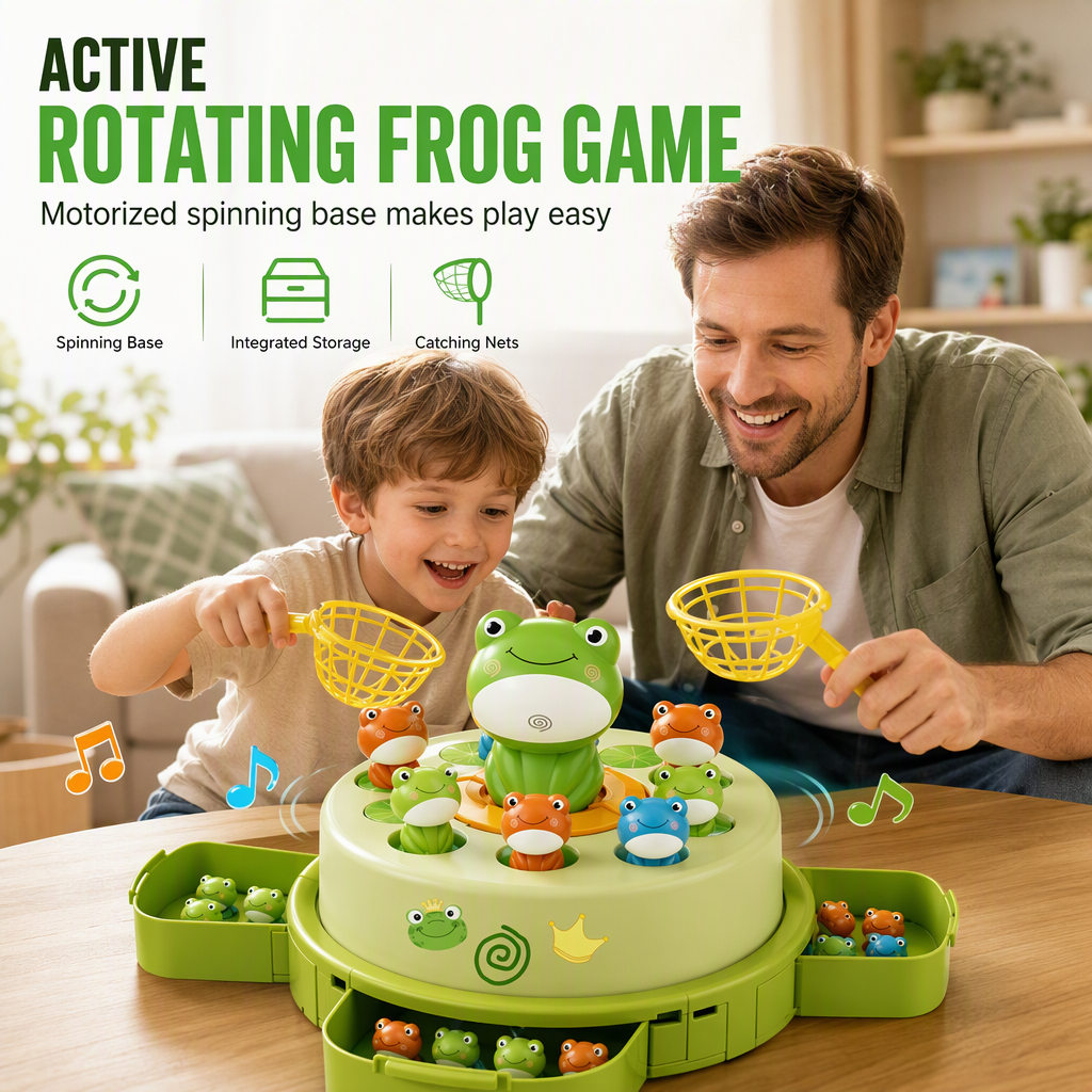 Kids Electric Rotating Disc Toy with Bouncing Frogs