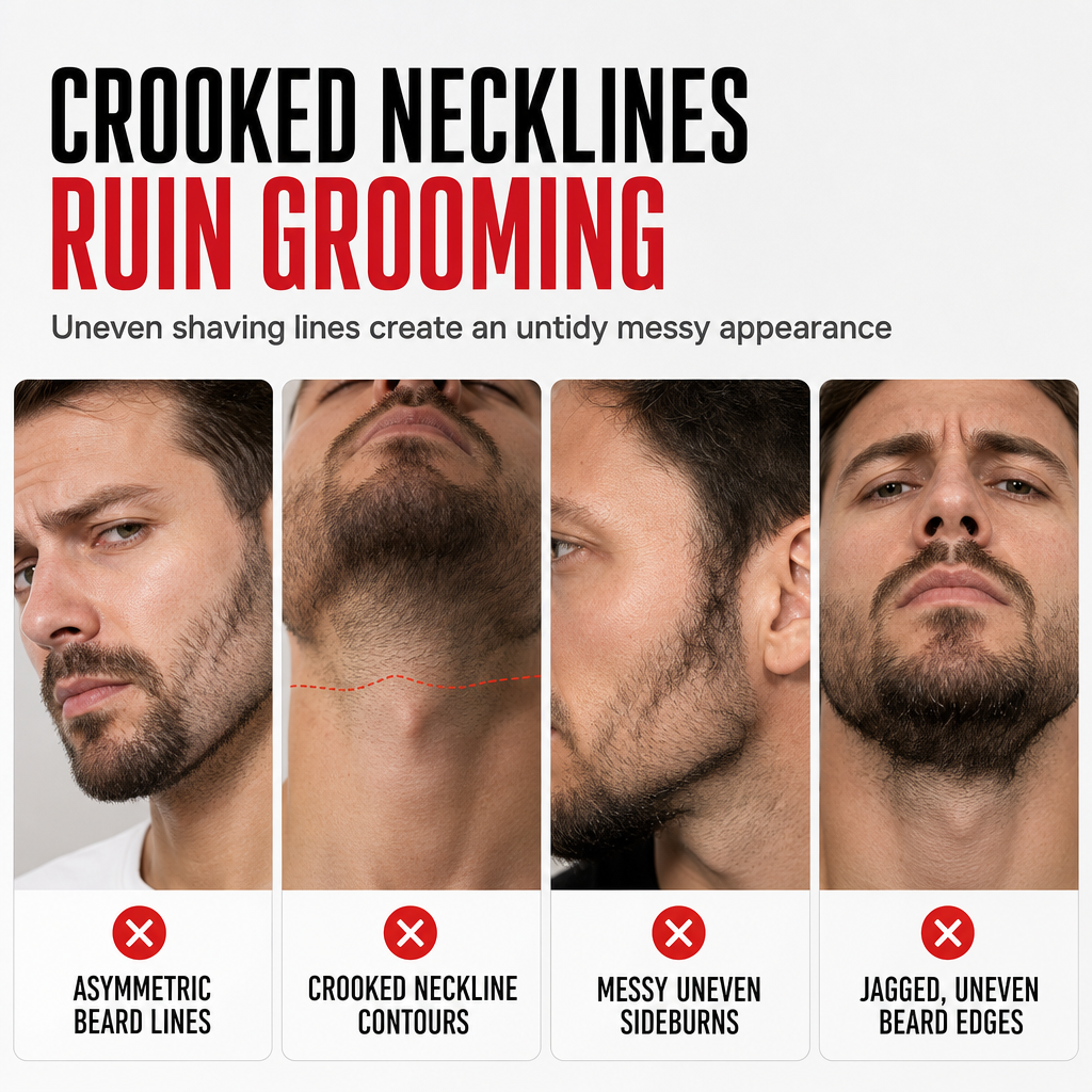 Red 4-Piece Beard Shaping Tool and Hair Styling Comb Set with Neckline Hair Trimming - Image 2
